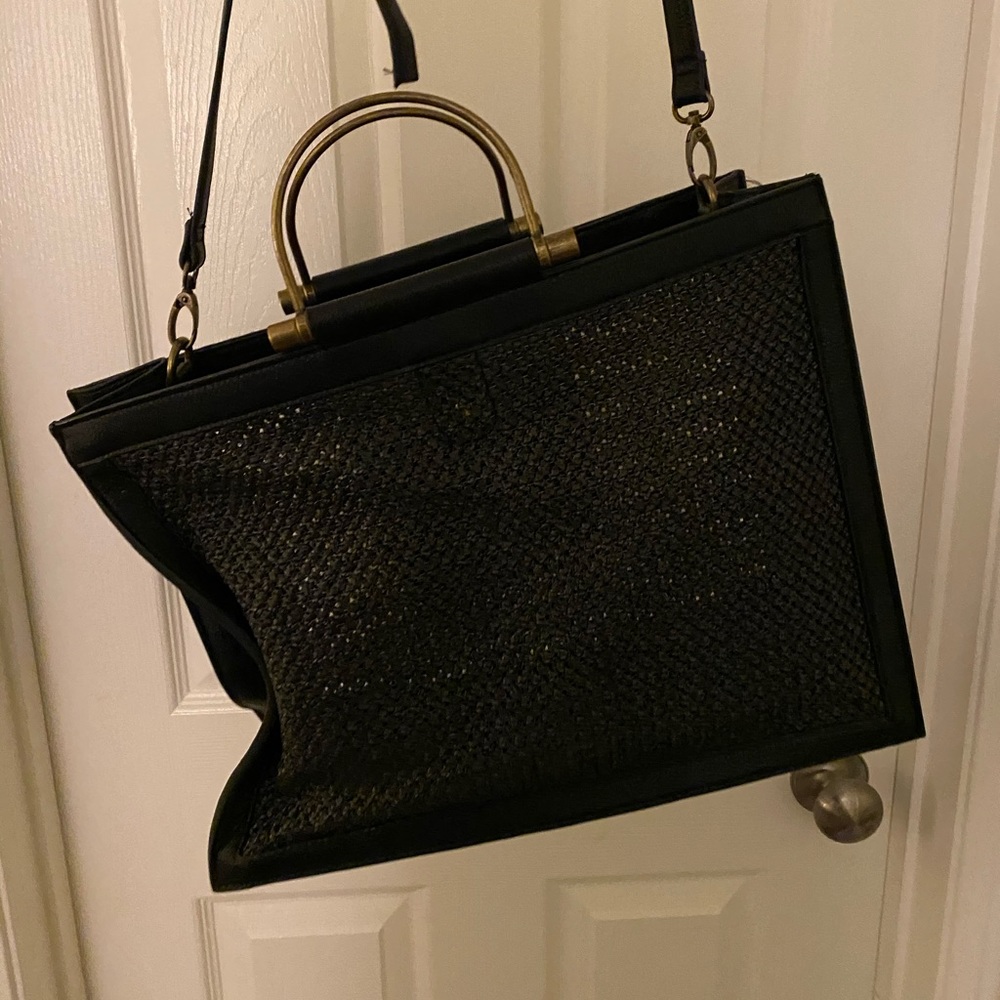 Anthropologie Black Mesh Tote Bag
